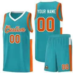 Aqua Orange-White Two-Tone Classic Basketball Jersey 1