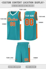 Aqua Orange-White Two-Tone Classic Basketball Jersey 2