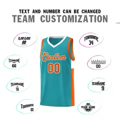 Aqua Orange-White Two-Tone Classic Basketball Jersey 4