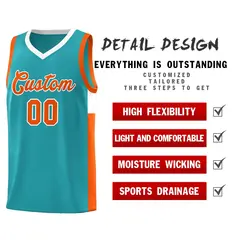 Aqua Orange-White Two-Tone Classic Basketball Jersey 5