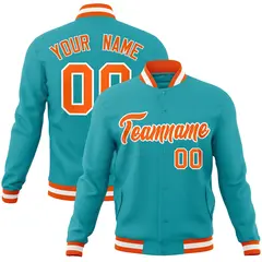 Aqua Orange-White Varsity Full-Snap Letterman Jacket