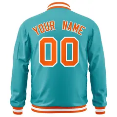 Aqua Orange-White Varsity Full-Zip Letterman Bomber Jacket 4