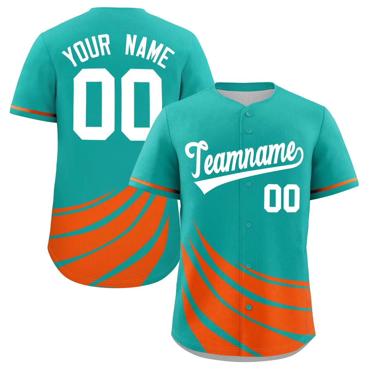 Aqua Orange Wind Mark Graffiti Baseball Jersey