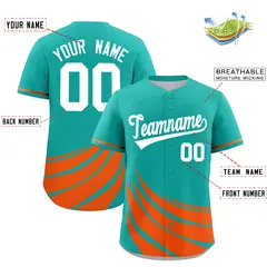 Aqua Orange Wind Mark Graffiti Baseball Jersey 2