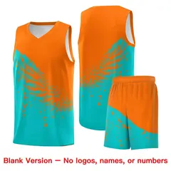 Aqua Orange Wing Pattern Basketball Jersey Sports Uniform 7