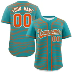 Aqua Orange Zebra Stripes Graffiti Authentic Baseball Jersey