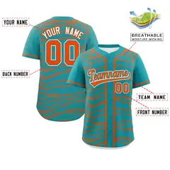 Aqua Orange Zebra Stripes Graffiti Authentic Baseball Jersey 2