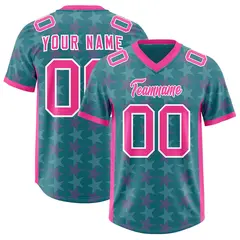 Aqua Pink All Star Graffiti Pattern Football Jersey