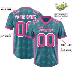 Aqua Pink All Star Graffiti Pattern Football Jersey 2