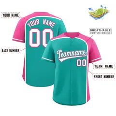 Aqua Pink Color Block Authentic Baseball Jersey 2