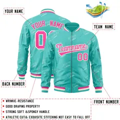Aqua Pink-Cream Full-Zip Varsity Letter Bomber Jacket 2