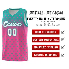 Aqua Pink Gradient Star Pattern Basketball Jersey Sets 2