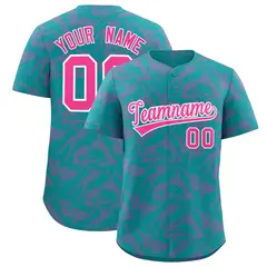 Aqua Pink Graffiti Pattern Authentic Baseball Jersey 1