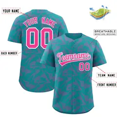 Aqua Pink Graffiti Pattern Authentic Baseball Jersey 2