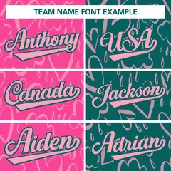 Aqua Pink Graffiti Pattern Split Letterman Bomber Baseball Jacket 5
