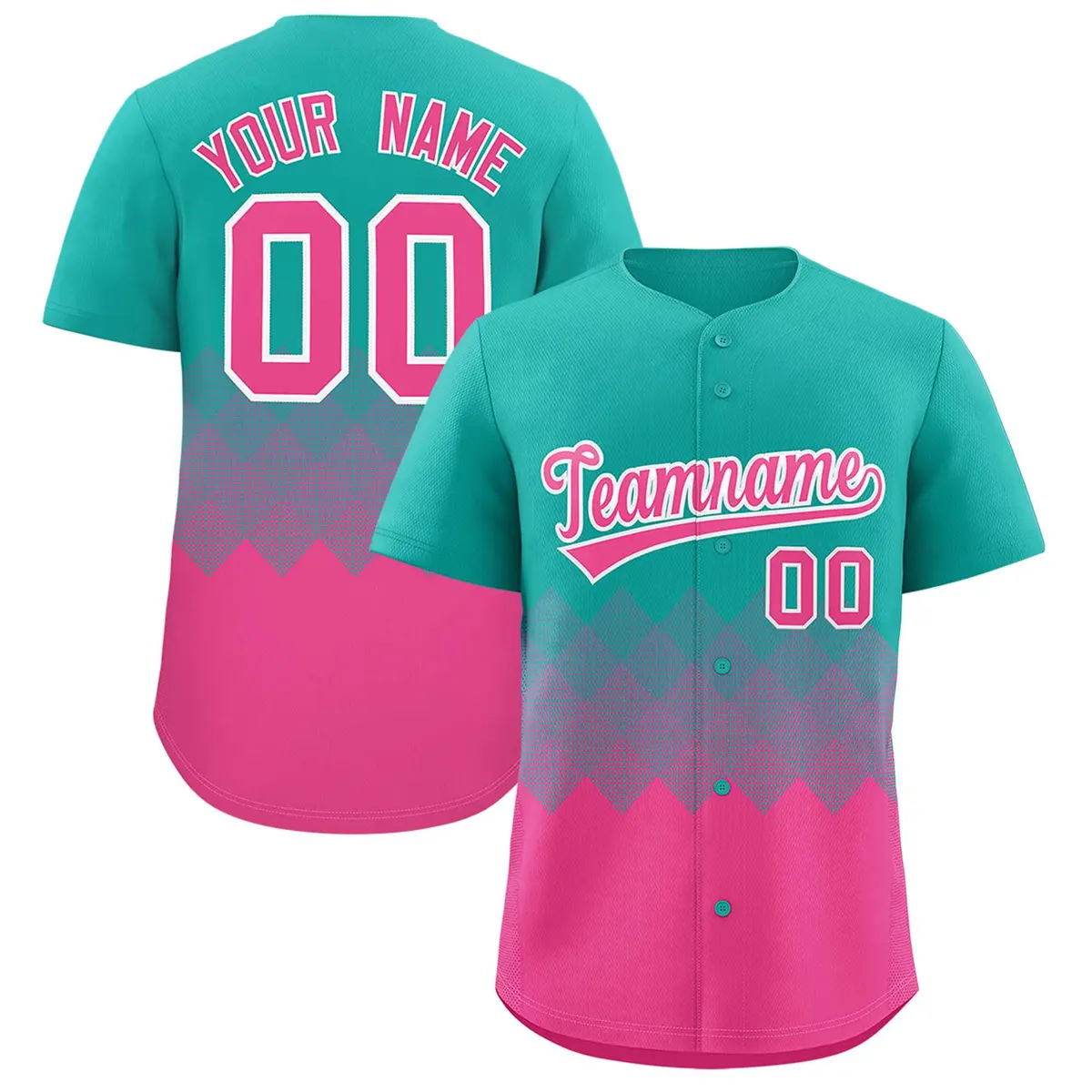 Aqua Pink Grid Blur Pattern Baseball Jersey