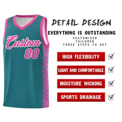 Aqua Pink Indians Pattern Basketball Uniform Jersey 2
