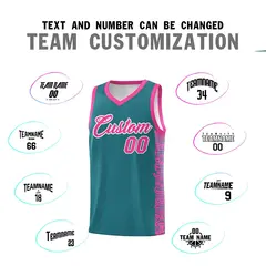 Aqua Pink Indians Pattern Basketball Uniform Jersey 4