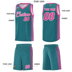 Aqua Pink Indians Pattern Basketball Uniform Jersey 5