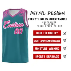 Aqua Pink Indians Print Basketball Uniform Jersey 2