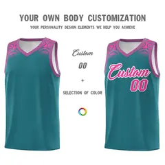 Aqua Pink Indians Print Basketball Uniform Jersey 3