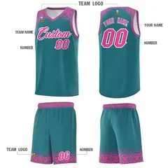 Aqua Pink Indians Print Basketball Uniform Jersey 5
