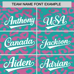 Aqua Pink Leopard Print Baseball Jersey 3