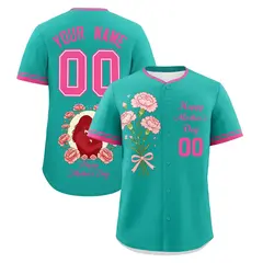 Aqua Pink Mother's Day Baseball Jersey