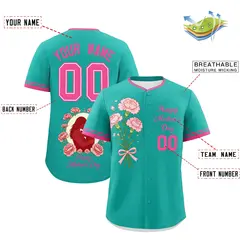 Aqua Pink Mother's Day Baseball Jersey 2