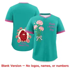 Aqua Pink Mother's Day Baseball Jersey 6