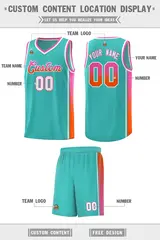 Aqua Pink-Orange Gradient Fashion Basketball Jersey 2