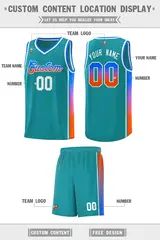 Aqua Pink-Orange Gradient Fashion Basketball Jersey 2