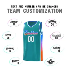 Aqua Pink-Orange Gradient Fashion Basketball Jersey 4