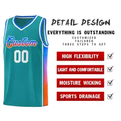 Aqua Pink-Orange Gradient Fashion Basketball Jersey 5