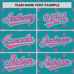 Aqua Pink Polka Dot Graffiti Authentic Baseball Jersey 3