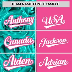 Aqua Pink Rose Print Split Baseball Jersey 3