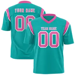 Aqua Pink Shoulder Cut Two-Tone Flag Football Jersey 1