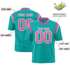 Aqua Pink Shoulder Cut Two-Tone Flag Football Jersey 2