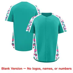 Aqua Pink Side Camo Baseball Jersey 7