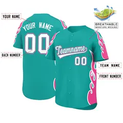 Aqua Pink Side Flame Outline Basketball Jersey 2