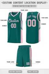 Aqua Pink Side Stripe Sports Basketball Jersey 2
