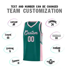 Aqua Pink Side Stripe Sports Basketball Jersey 4