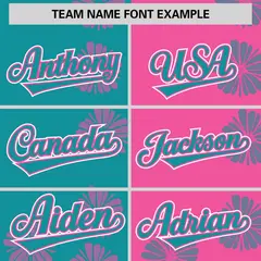 Aqua Pink Split Flower Graffiti Authentic Baseball Jersey 3