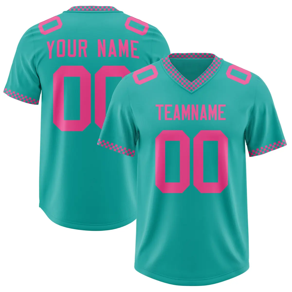 Aqua Pink Square Neckline Classic Authentic Football Jersey