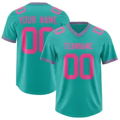Aqua Pink Square Neckline Classic Authentic Football Jersey 1