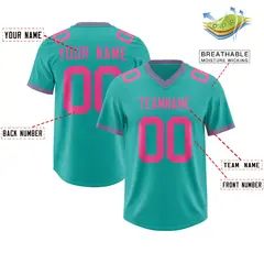 Aqua Pink Square Neckline Classic Authentic Football Jersey 2