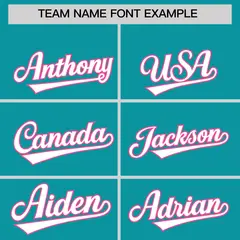 Aqua Pink Star Pattern Thick Stripes Baseball Jersey 3