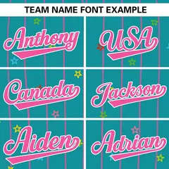 Aqua Pink Stripe Star Pattern Authentic Baseball Jersey 3