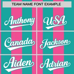 Aqua Pink Stripe Two-Button Softball Jersey 3