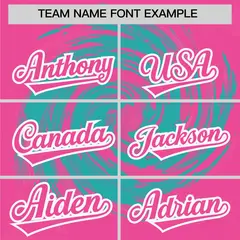 Aqua Pink Swirl Graffiti Pattern Authentic Baseball Jersey 3
